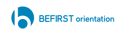 logo texte bleu sur fond blanc - befirst orientation - orientation scolaire et professionnelle - manosque - digne - gap - 04